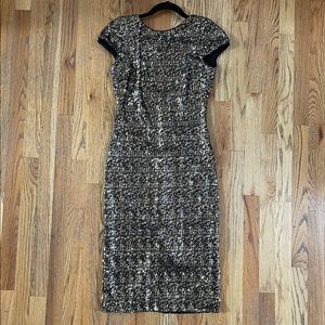 Dress The Population Black and Gold Sequin Dress